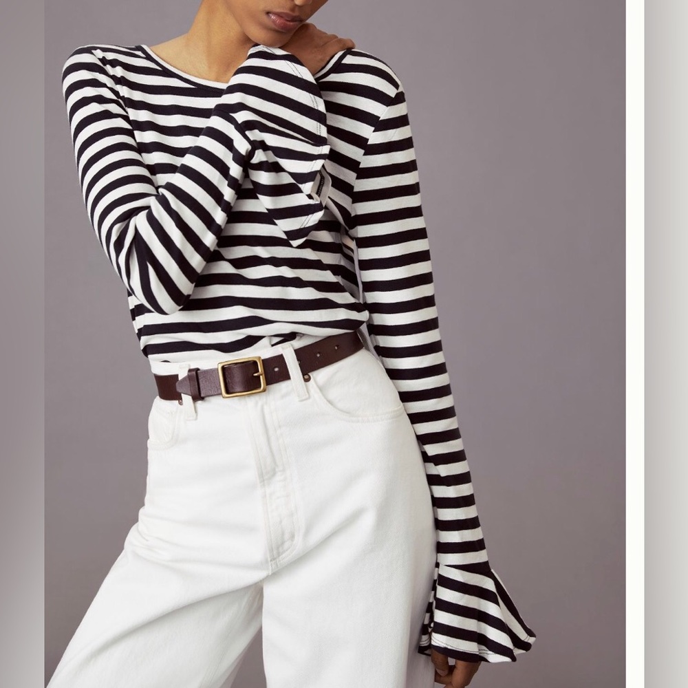 Anthropologie Maeve Black and White Strip Top- Size Small